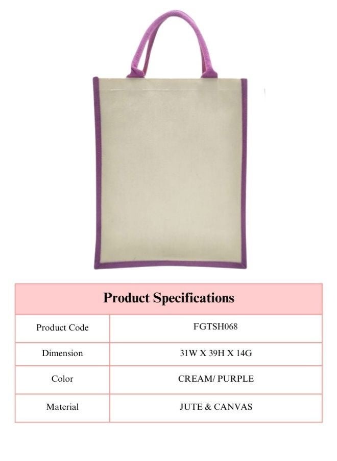 Fatio Set of 10 Purple Natural Jute and Cream Canvas Bags – Eco-Friendly and Durable Tote Bags - Image 4